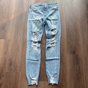 American Eagle Outfitters Ripped Light Blue Skinny Jeans